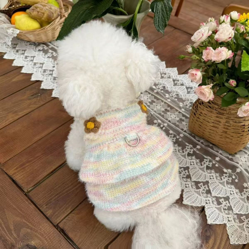 Pet Clothes Autumn and Winter New Colorful Knitted Sweater Suspender Skirt Dog and Cat Warm Sweater Sweatshirt Fabric Pet Clothes Autumn and Winter New Colorful Knitted Sweater Suspender Skirt Dog and Cat Warm Sweater Sweatshirt Fabric
