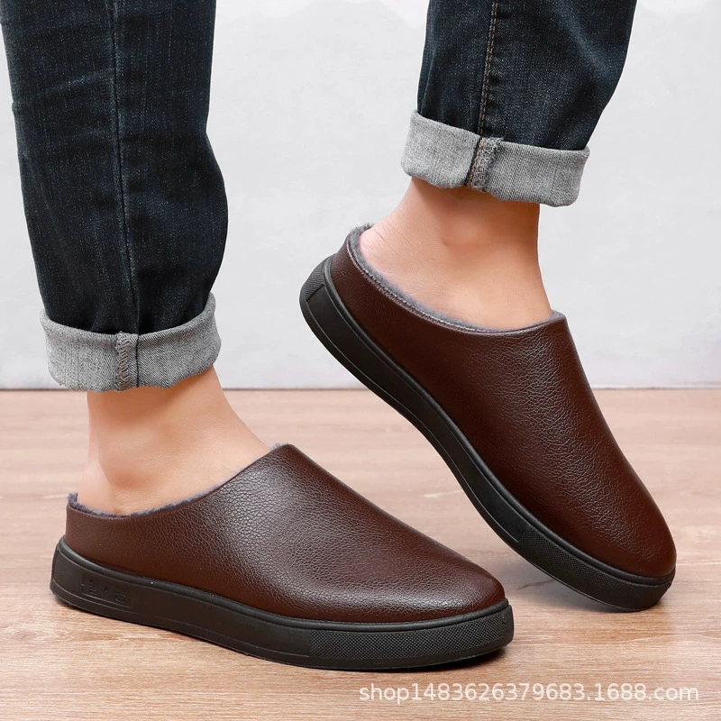 Новые зимние мужские хлопковые тапочки, мужские домашние, Нескользящие, мужские непромокаемые домашние термоплюшевые туфли, обувь для пар