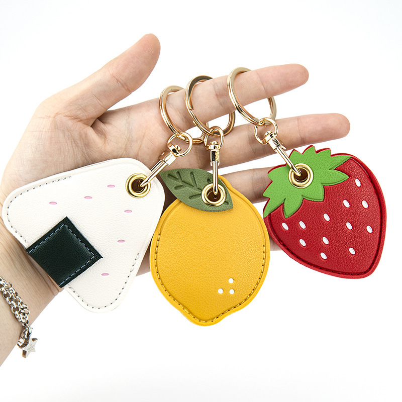 airtag Protective Cover Access Card Cover Leather Cartoon Water Drops Square Cute Small Gift Cool Creative Keychain