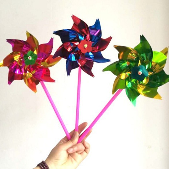Plastic colorful cartoon windmill toy for kindergarten