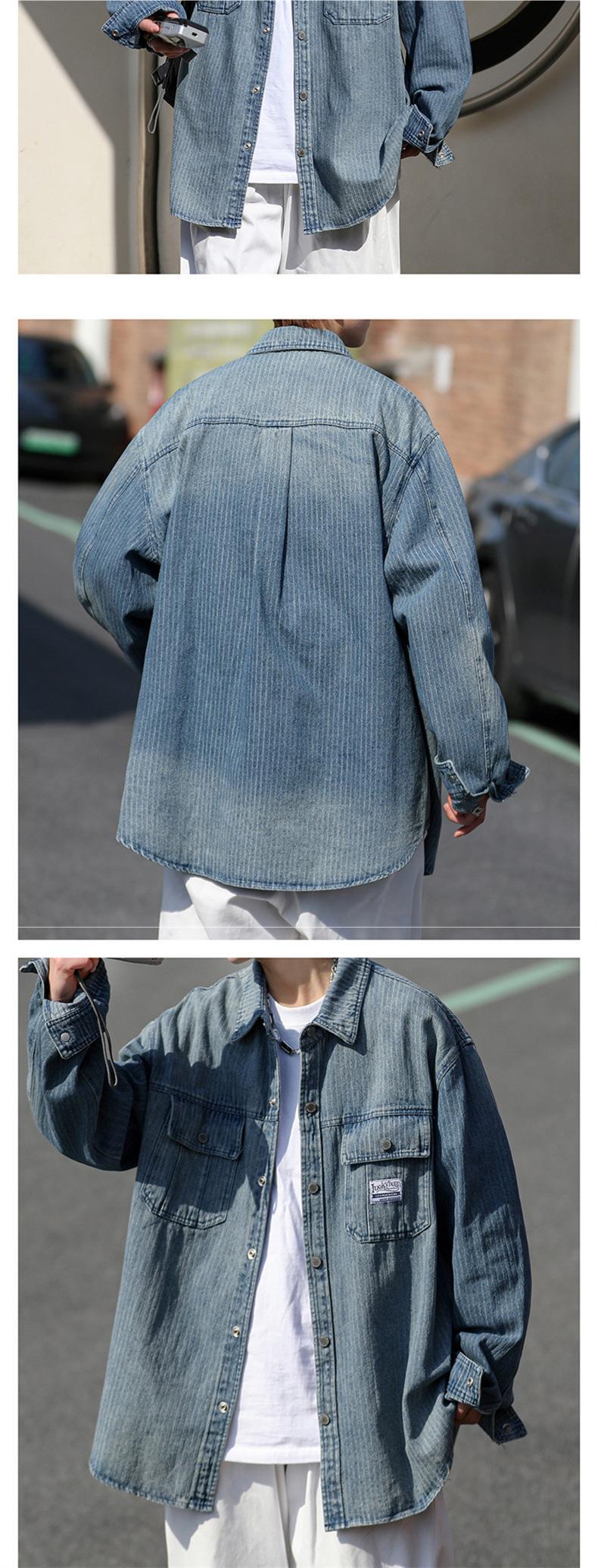 Camicia di jeans da uomo vintage a righe lavaggio degradé giacca_voghion.com