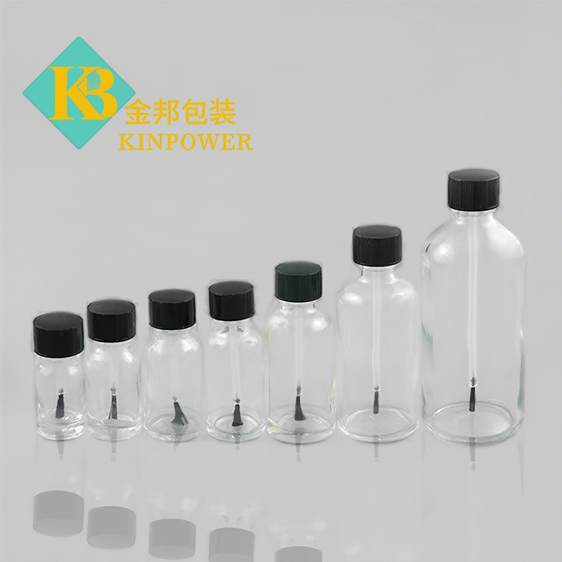 现货5-100ml毛刷盖避光精油瓶指甲油化妆品分装瓶 透明玻璃胶水瓶
