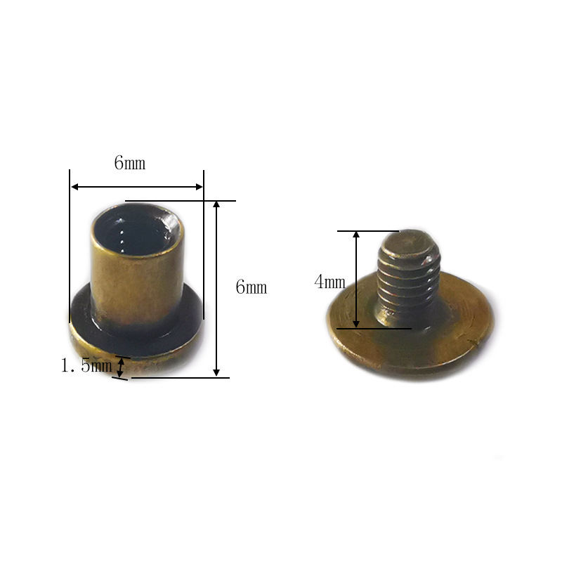 Clavo del libro de cuentas, cerradura de par de niño y madre dorado, tornillo de una palabra, álbum de fotos, calendario de escritorio, receta, par de remaches de niño y madre, tachuelas de cuero
