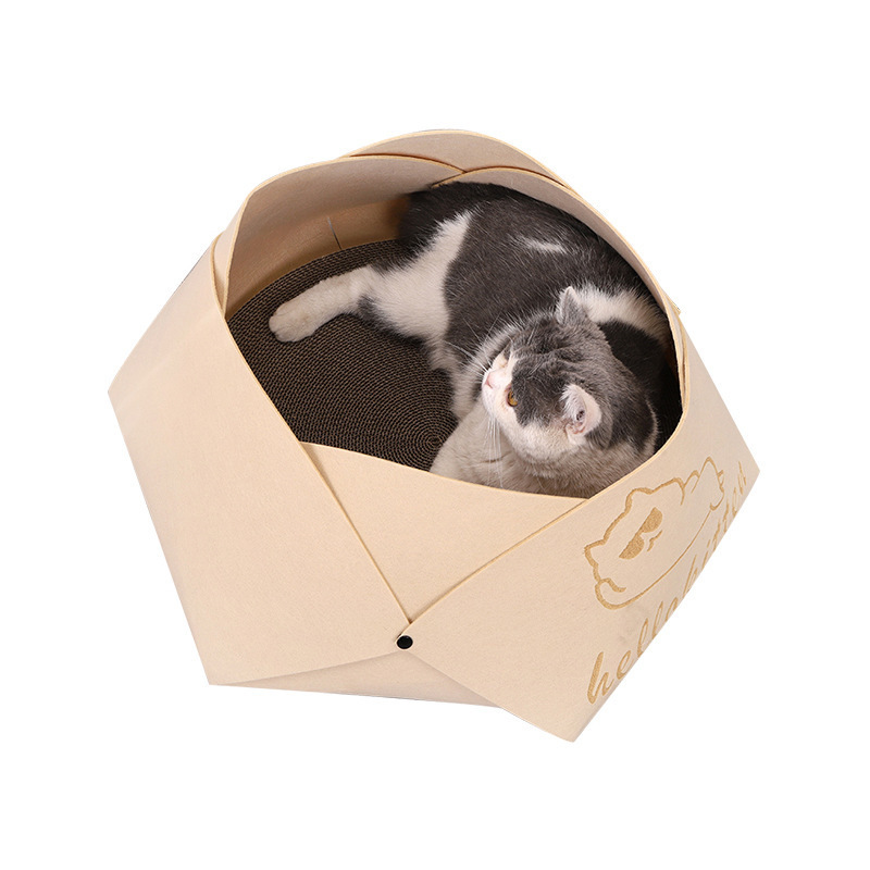 Nido para gatos de verano, nido para gatos, nido de fieltro universal para mascotas, perrera para dormir, resistente al desgaste, sin caspa, tablero de agarre para gatos