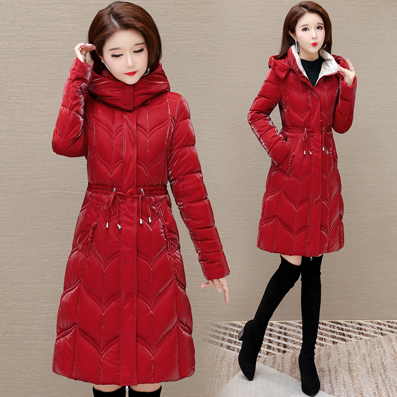 Cara brillante sin lavado ropa de algodón de pluma de invierno de mujeres nuevas ropa de algodón gruesa y delgada cintura delgada chaqueta de algodón