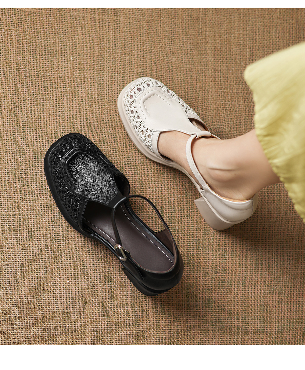 Sandal cao gót nữ mũi nhọn quai chữ T đế dày gót 7 cm — đen chi tiết 6