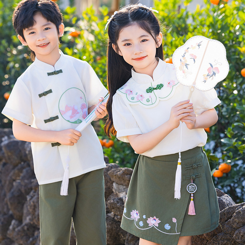 中國風六一兒童合唱表演服國學幼兒園演出服小學生朗誦漢服民族風