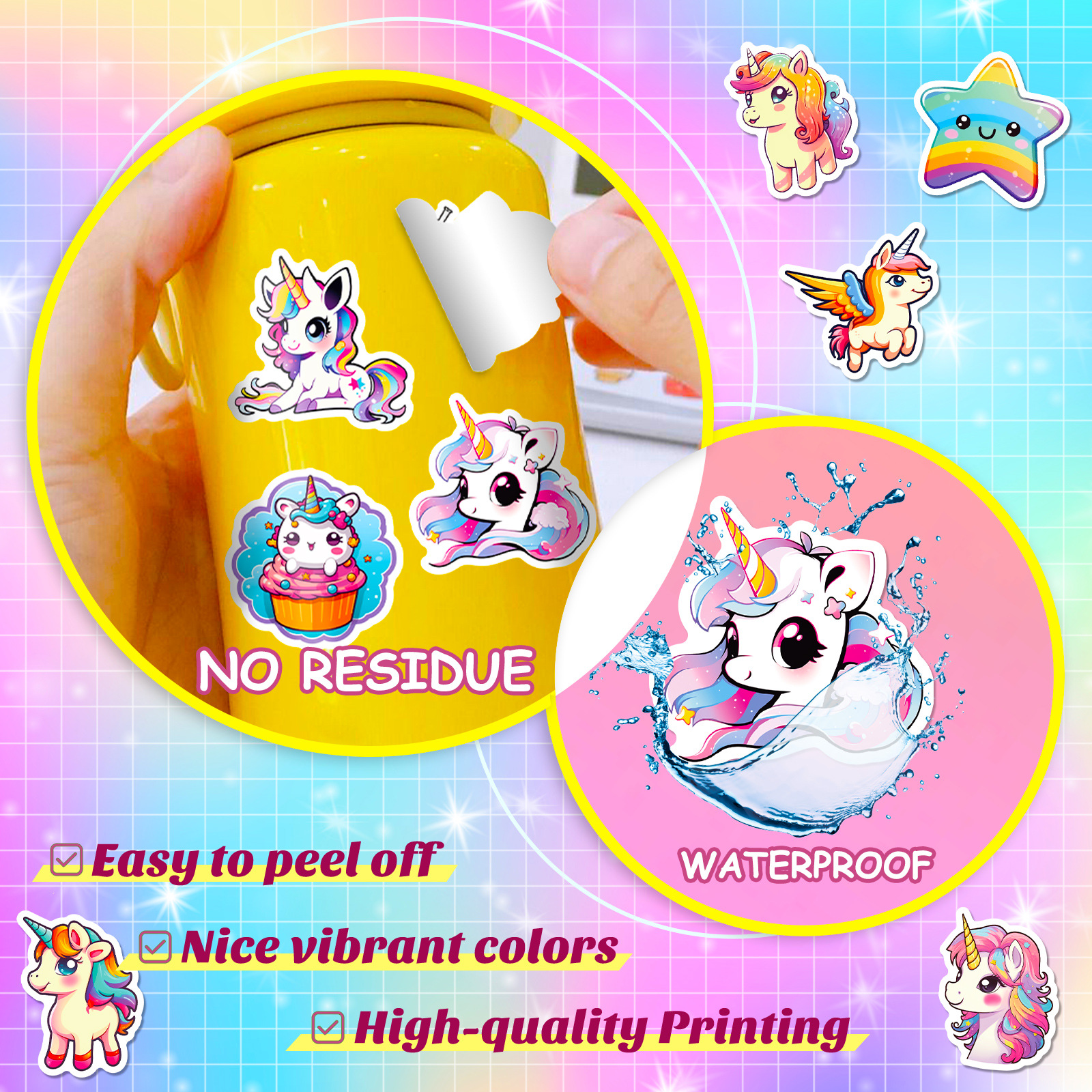 50 unidades de pegatinas de estilo múltiple tienda transfronteriza caliente personalizada DIY pegatinas decorativas unicornio pegatinas impermeables