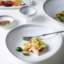 热销斜口沙拉碗大号高颜值陶瓷创意轻奢日式中式高级感酒店餐具