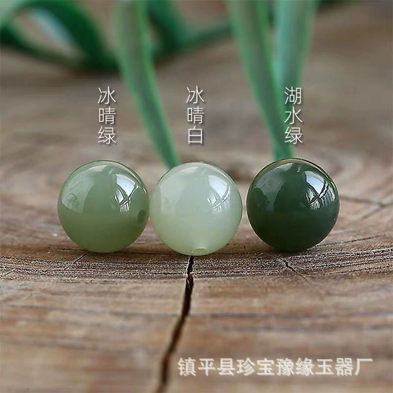 Round beads jade, bracelet, accessory, three colors, through hole