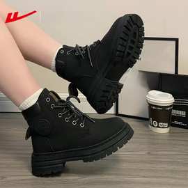 回力马丁靴女款2025新款英伦风黑色靴子短靴男女同款情侣鞋子女鞋