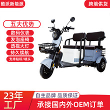 严家用电动三轮车双排座客货两用代步车接送孩子新能源小型三轮车