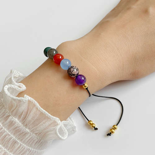 Natural stone beads 8mm beads woven bracelet for men vintage cardboard work bracelet adjustable woven bracelet