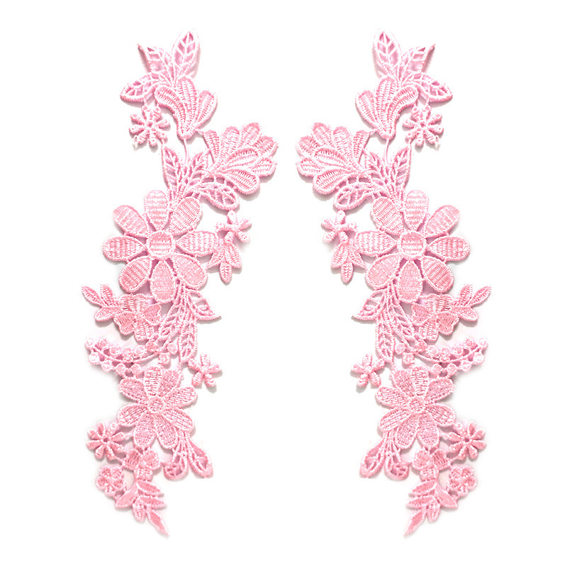 Water soluble lace 3D embroidery piece embroidery symmetrical lace pair flower embroidery clothing DIY accessories polyester flower piece