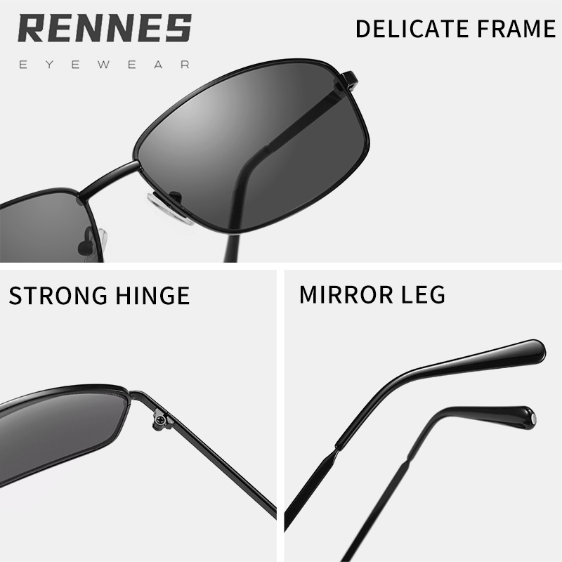 Nueva moda, tendencia de metal, gafas de sol rectangulares retro, personalidad europea y americana, gafas de sol para exteriores de alta gama