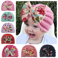 2022 European and American New Baby Floral Butterfly Bow Hat Children Autumn and Winter Warm Knitted Hat Baby Hat