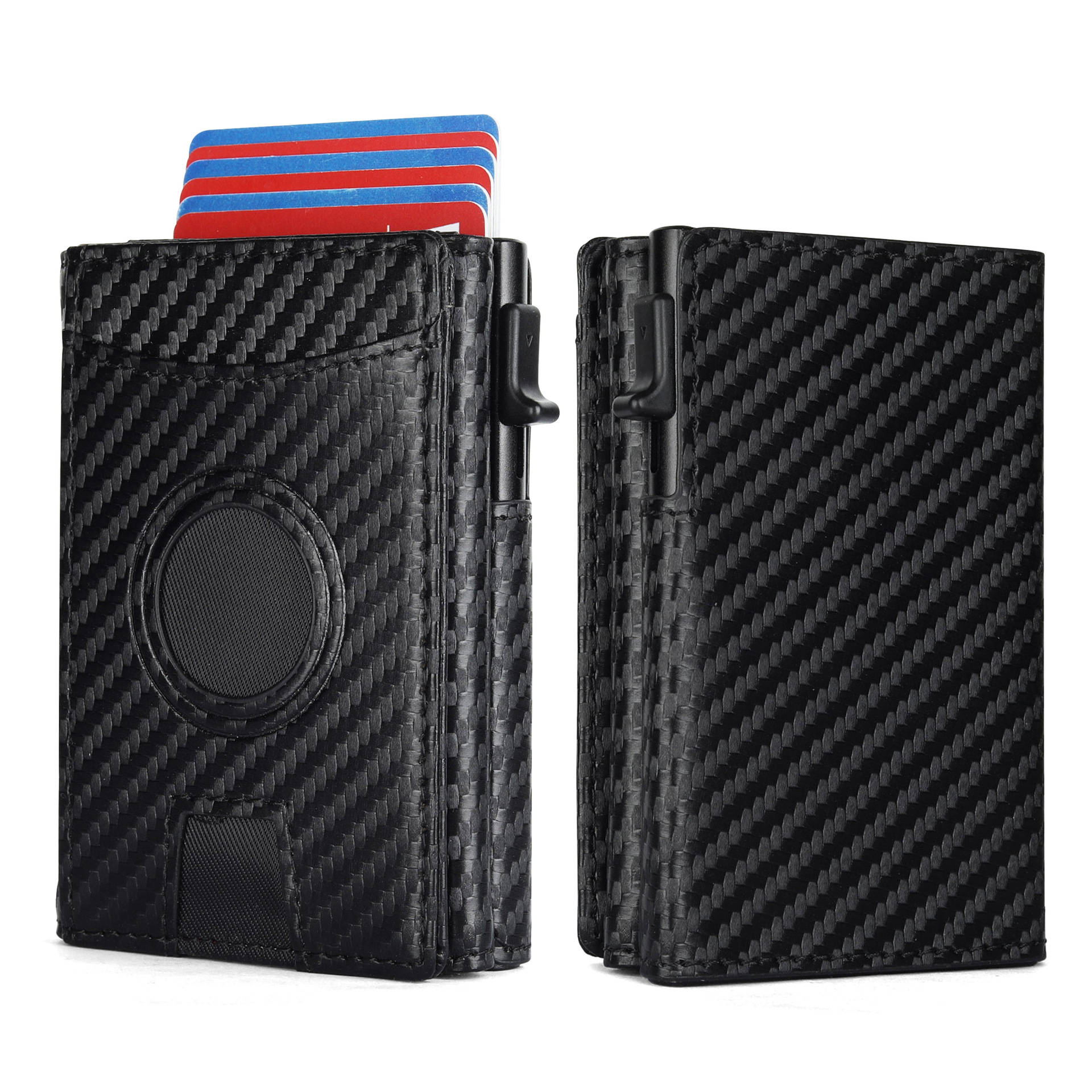 Airtag cartera rastreo de tarjetas de posicionamiento anti-damagnetismo de fibra de carbono explosión tres plegables bolsas de tarjetas para hombres cartera de alto nivel