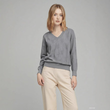 2025女装秋冬长袖V领款式针织衫上衣亚马逊欧美跨境加工定制气质