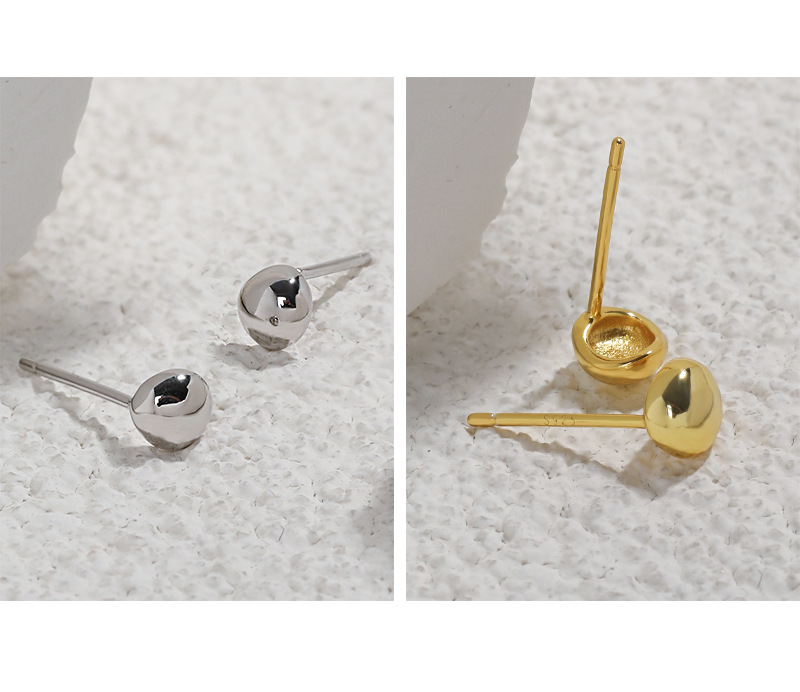 Simple Style Geometric Solid Color Sterling Silver Plating Ear Studs 1 Pair