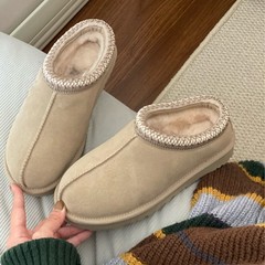 秋冬季女士羊皮毛一体雪地靴爆款厚底内增高民族风编织花边塔斯曼
