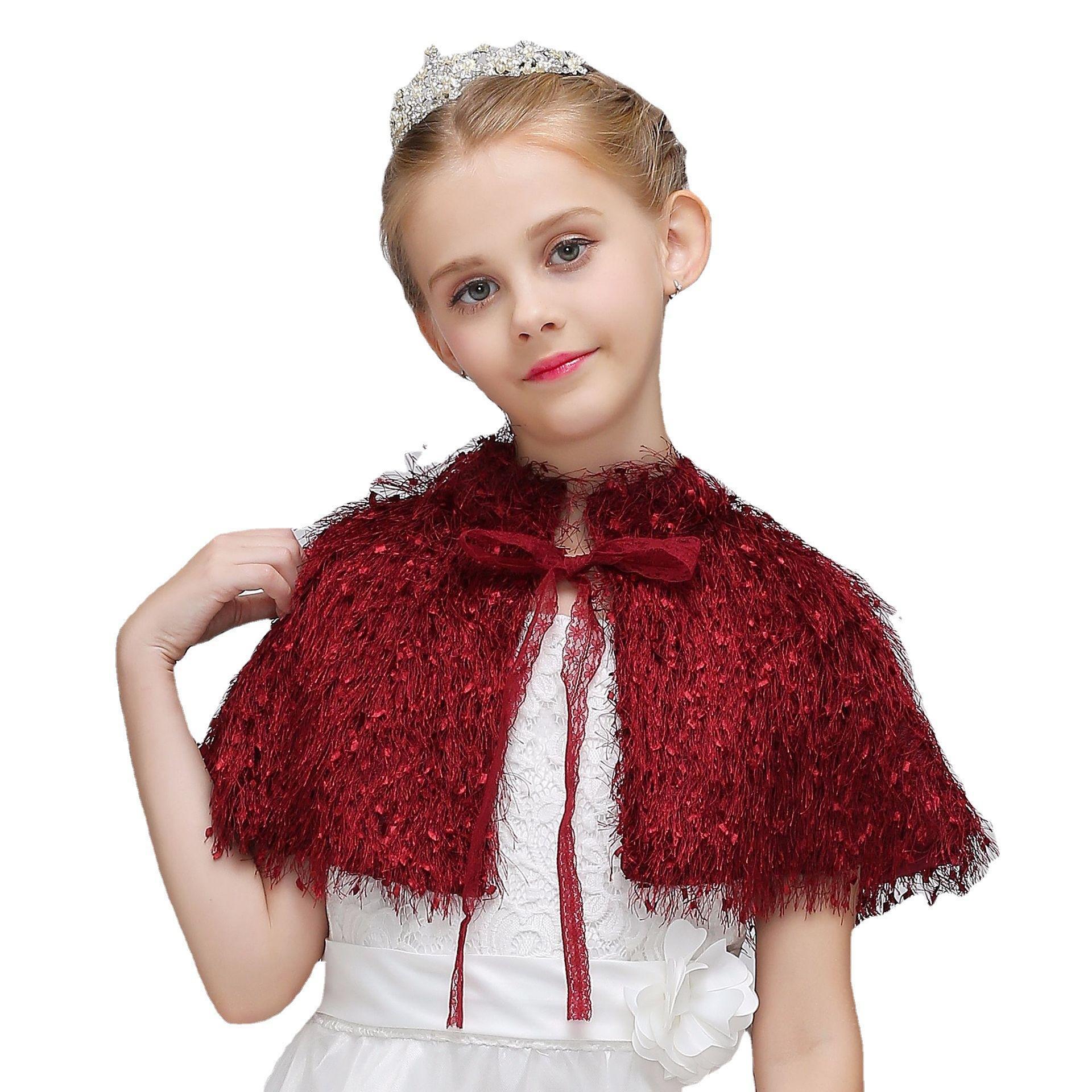 Cruz-frontera princesa europeo y americano Comercio exterior vestido accesorios niños niña flor peludo capa cabo pequeño chal