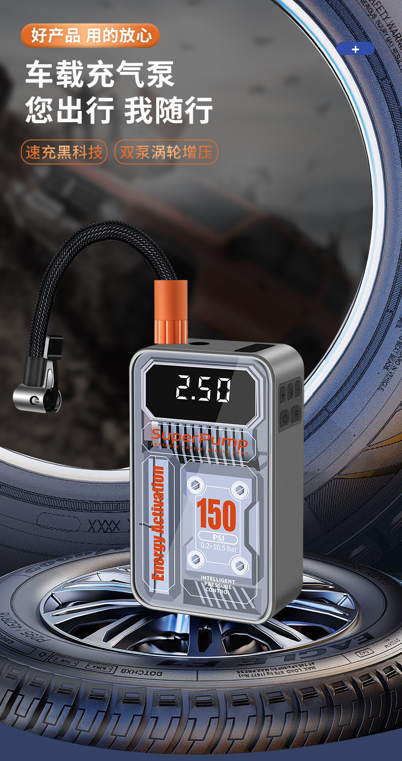 Car Inflator Wireless Car Portable Car Inflator Electric Car Tire High Pressure Inflator