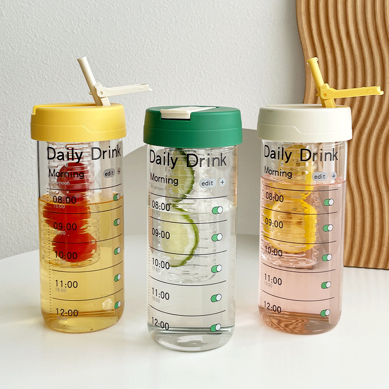 Tea separation tea cup with scale drinking cup borosilicate glass cup girl portable cup with lid straw Cup