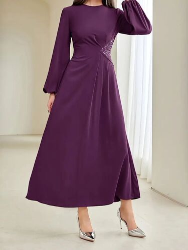 TEMU European and American Women's Rhinestone Long Dress – Simple, Fashionable, Elegant, and Graceful Dress