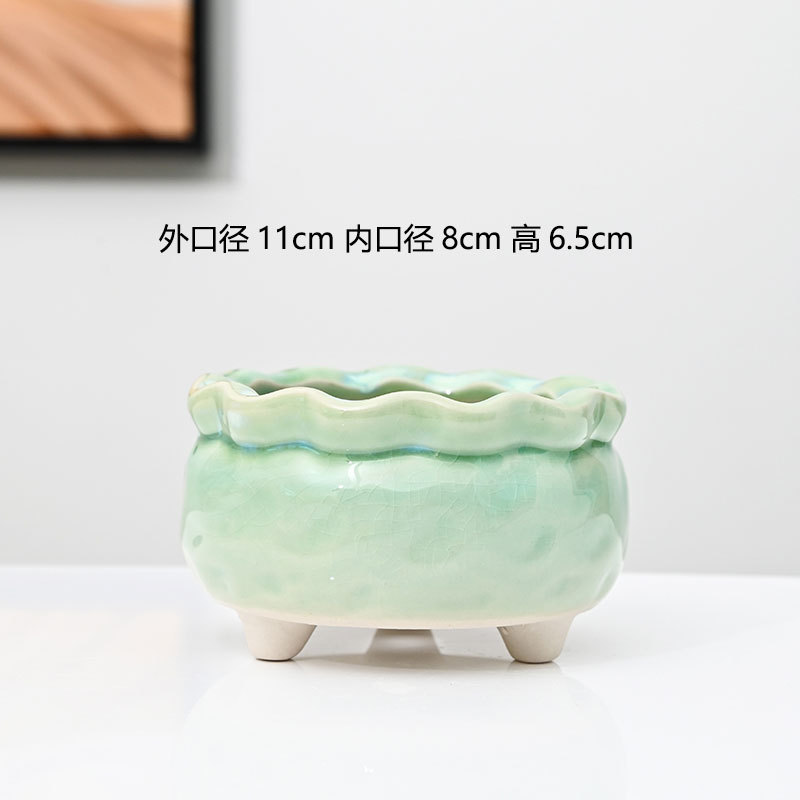 Macetas carnosas agrietadas en hielo, cerámica doméstica, arcilla transpirable, cerámica gruesa, control de raíces, pilas viejas, lavabo especial, liquidación, venta al por mayor