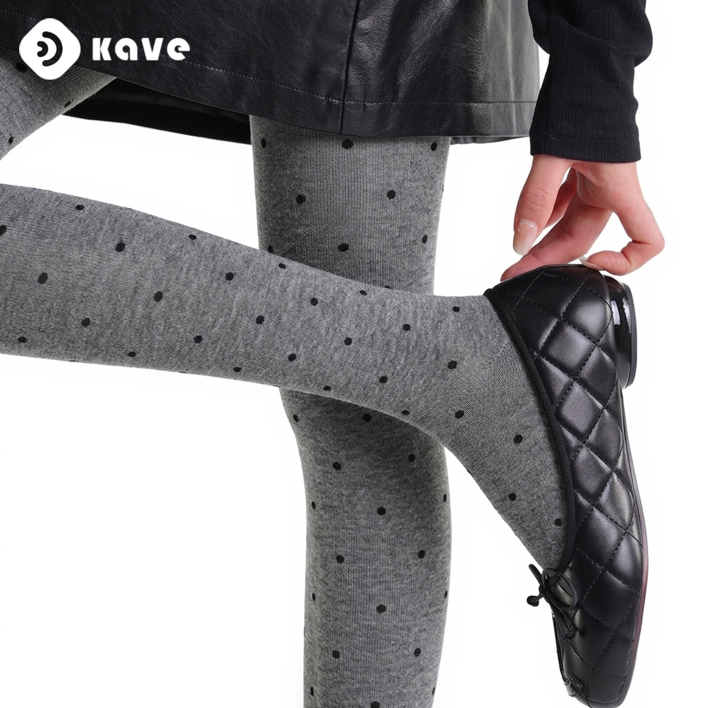 Kefei gray polka dot pantyhose for women, autumn and winter gray series leggings, black slightly compressed slimming outerwear leggings