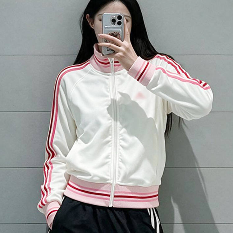 Adidas Originals Women's Sports Sweatshirt, Stand-up Collar Cardigan, Retro Three-Stripe Casual Long-Sleeve Jacket, Wholesale