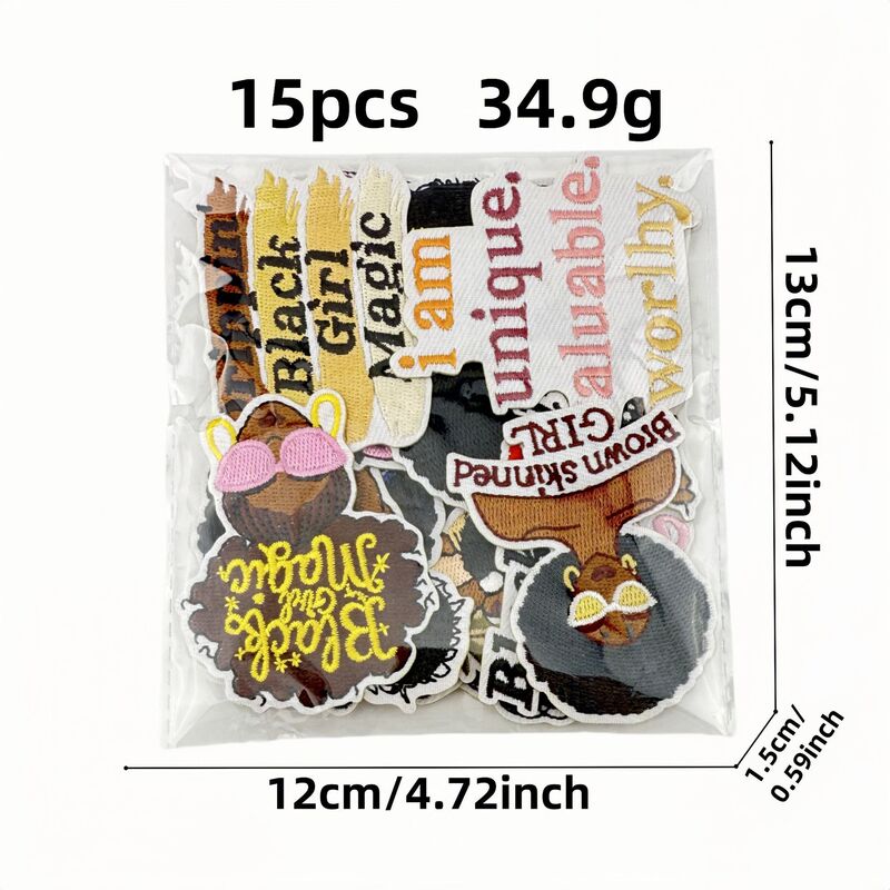 个性卡通黑人女孩魔法布贴刺绣补丁装饰服装辅料电脑绣花标熨烫款|undefined