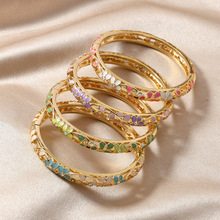 特色工艺品老北京景泰蓝镂空女手镯镀金细手饰礼物彩色