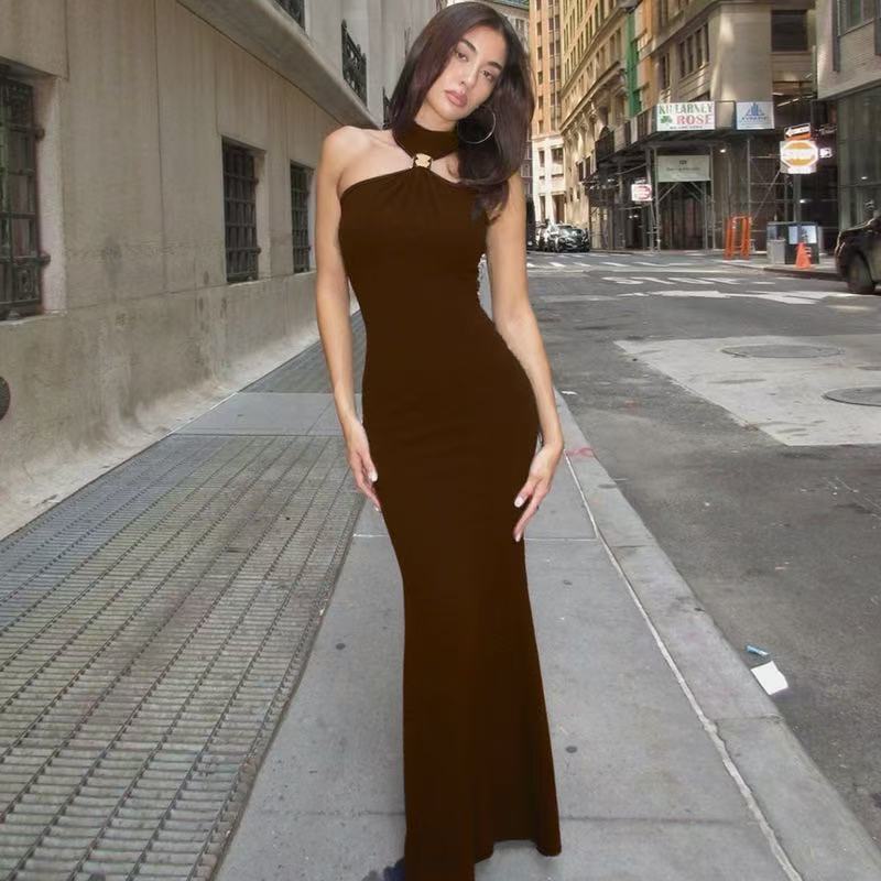 G25D072-Summer New Elegant Off-The-Shoulder Metal-Decorated Solid Color Tight-Fitting High-Waisted Party Dress G25D072-Summer New Elegant Off-The-Shoulder Metal-Decorated Solid Color Tight-Fitting High-Waisted Party Dress