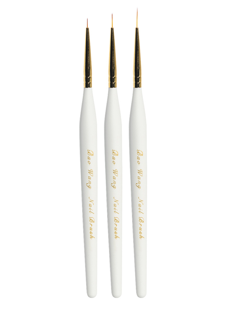 Pluma Japonesa de Arte de uñas pluma de pintura de uñas dibujo profesional textura mate ultrafina Blanco fototerapia herramientas traje 3 Pack