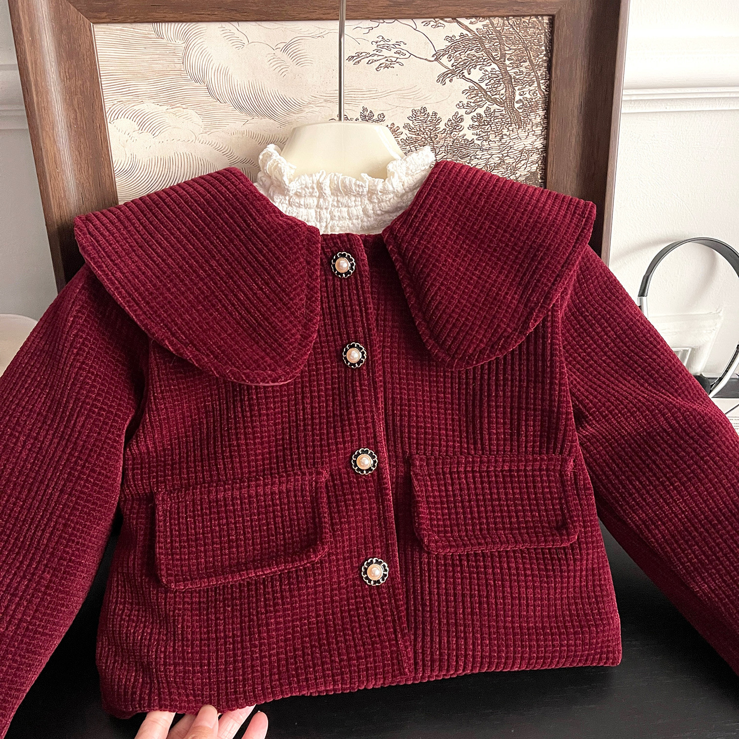 Mädchen Winter Set Mit Großem Kragen In Rot Aus Plüsch_voghion.com
