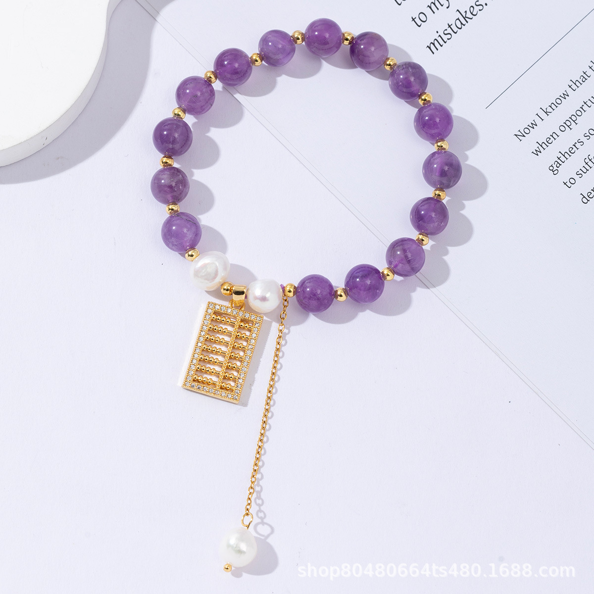 Brazalete de piedra natural amatista, brazalete de perlas de agua dulce chapado en oro real de cobre de 18 quilates, accesorios de piedra amista, joyas de alta calidad