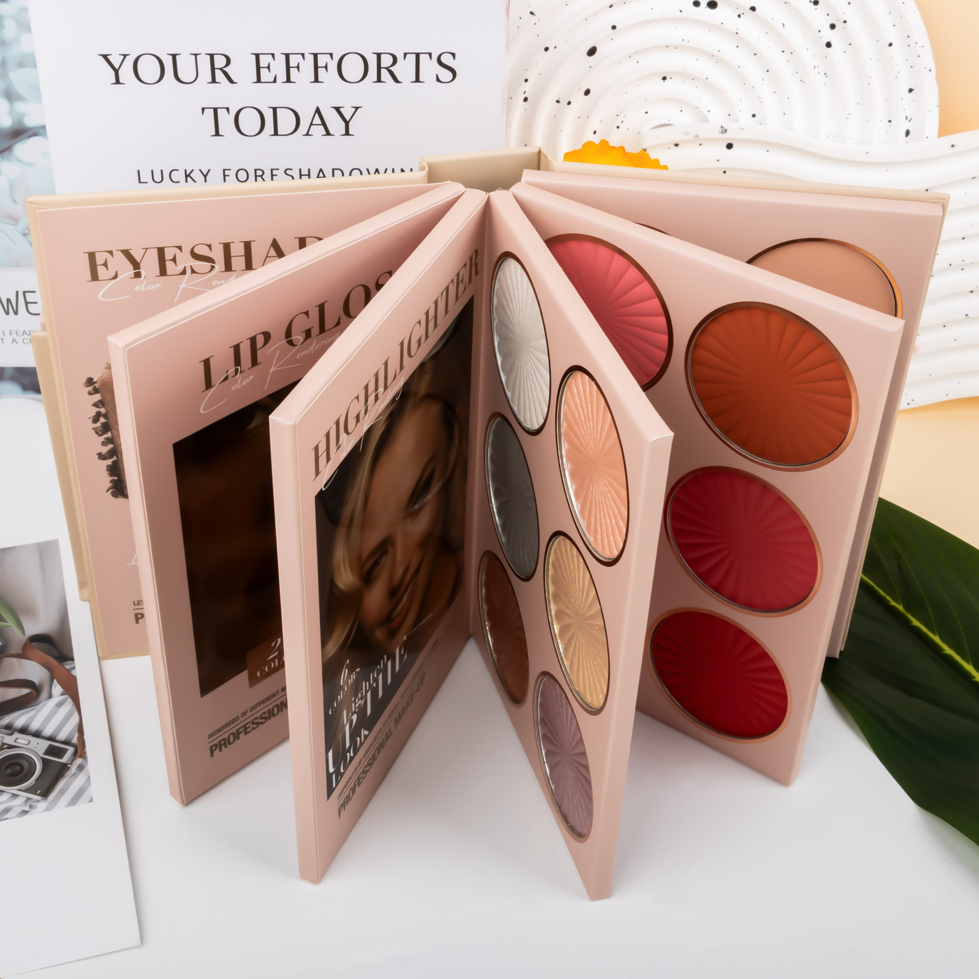 Cross-border bestseller: 67-color makeup palette, five-layer flip book eyeshadow palette, matte pearlescent blush, contour and highlight in one piece undefined