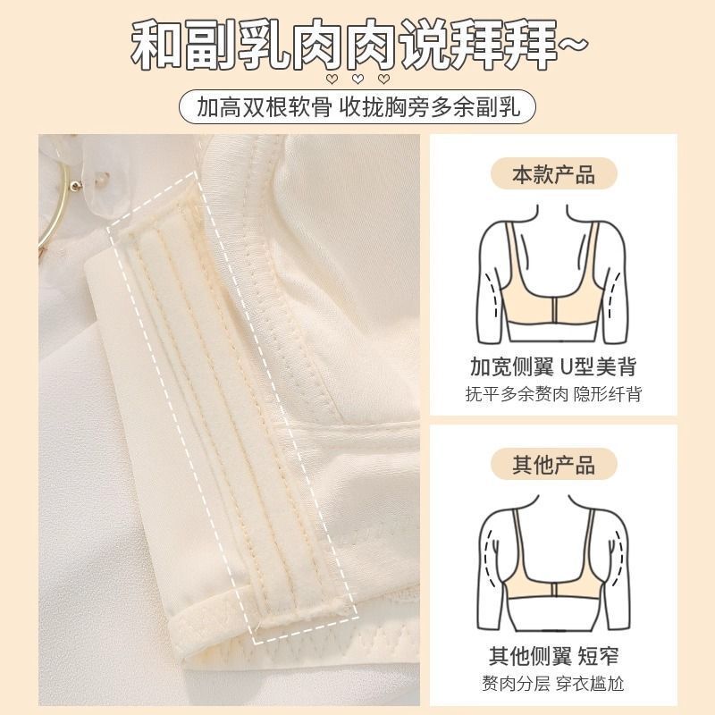 Underwear for Women with Big Breasts, No Rims, Push-Up, Auxiliary Breast Reduction, Anti-Sagging, Push-Up, Large Size Women's Bra