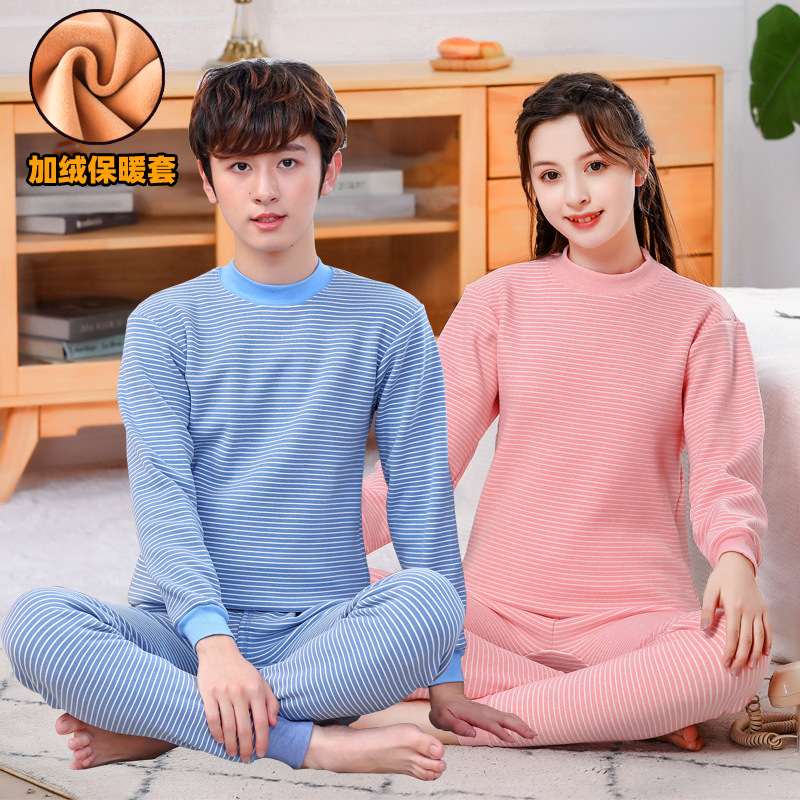 Ropa interior térmica para niños cubierta forrada de vellón engrosada medianos y grandes niños de terciopelo ropa interior térmica ropa de otoño para niñas pantalones largos más tamaño