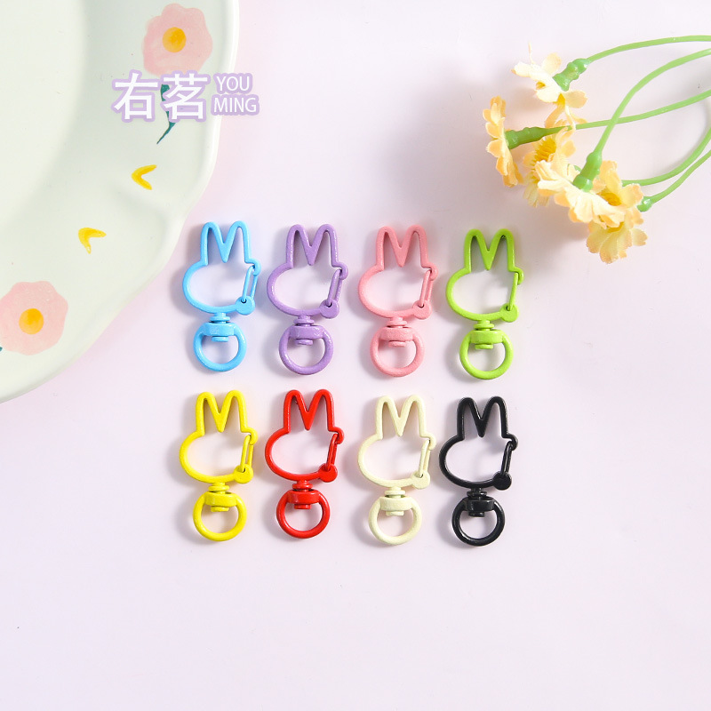 New Cute Cartoon Rabbit Spring Buckle Snap Keychain DIY Material Jewelry Accessories Colorful Pendant Wholesale New Cute Cartoon Rabbit Spring Buckle Snap Keychain DIY Material Jewelry Accessories Colorful Pendant Wholesale