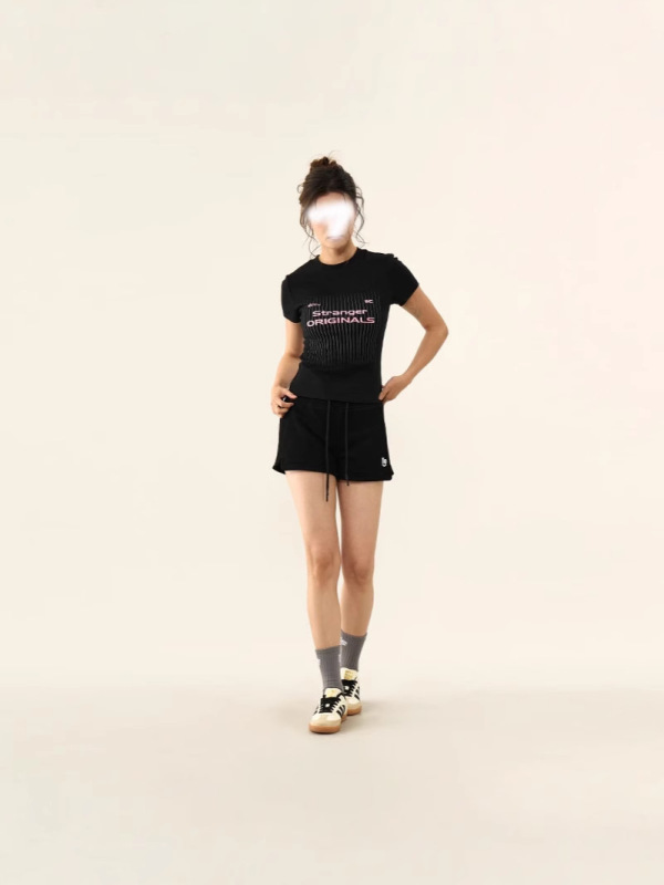 女性用サマートップス、綿感、涼しく繊細、アメリカンレトロボールスーツ、レタープリント、スリムフィット、レディースショルダーショートTシャツ|undefined