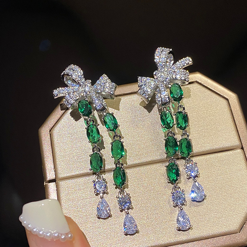 Retro universal elegant earrings with bow drop-shaped