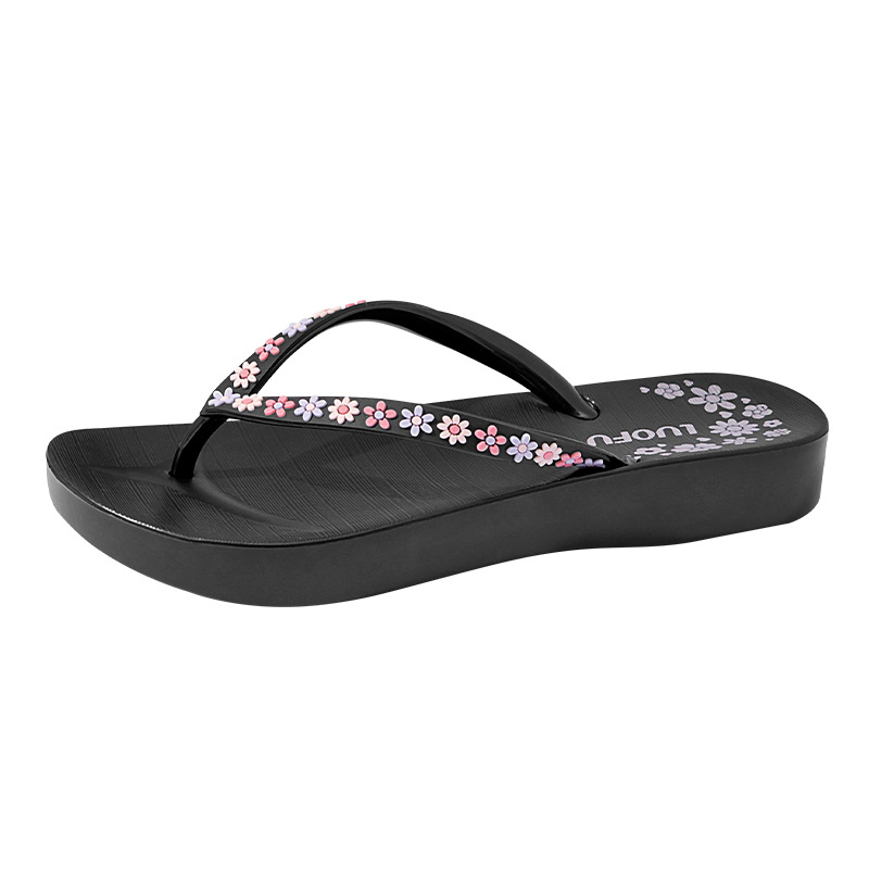 Flores de luoschi, zapatillas de flip flores, zapatos de playa de vacaciones de verano de Singapur, zapatos de playa de vacaciones de hainan