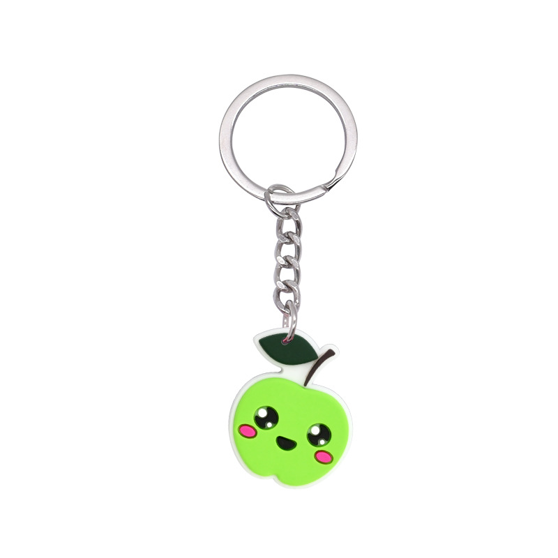 Llavero de PVC con simulación de frutas, colgante de metal de goma suave, decoración de pasteles y dulces, regalo para niñas, venta al por mayor