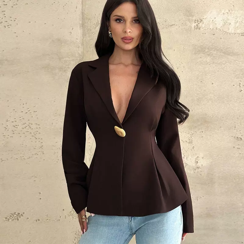 欧美小西装外套2026新款跨境亚马逊外贸时尚气质修身开衫女装上衣
