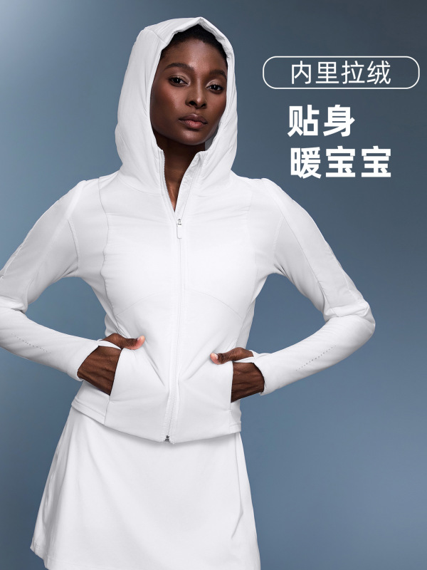 秋冬女士短款轻薄棉衣外套修身显瘦加绒开衫运动连帽上衣D25121|undefined