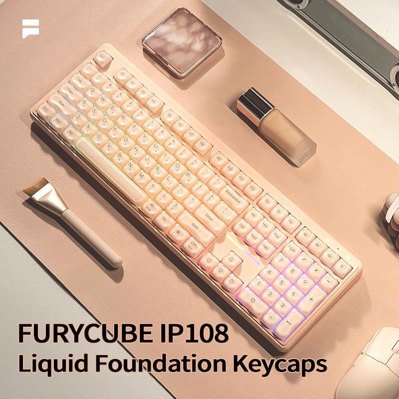 Furycube Ip108 Liquid Foundation Keyboard with Mechanical Feel, Three-Mode Wireless Bluetooth, High-Value Office Keyboard Furycube Ip108 Liquid Foundation Keyboard with Mechanical Feel, Three-Mode Wireless Bluetooth, High-Value Office Keyboard