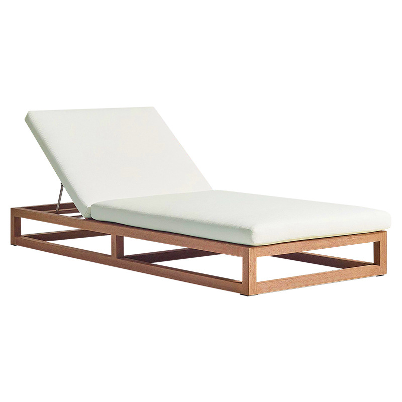 Silla de madera maciza al aire libre Villa patio impermeable muebles de protección solar Jardín al aire libre hotel playa casual cama de madera