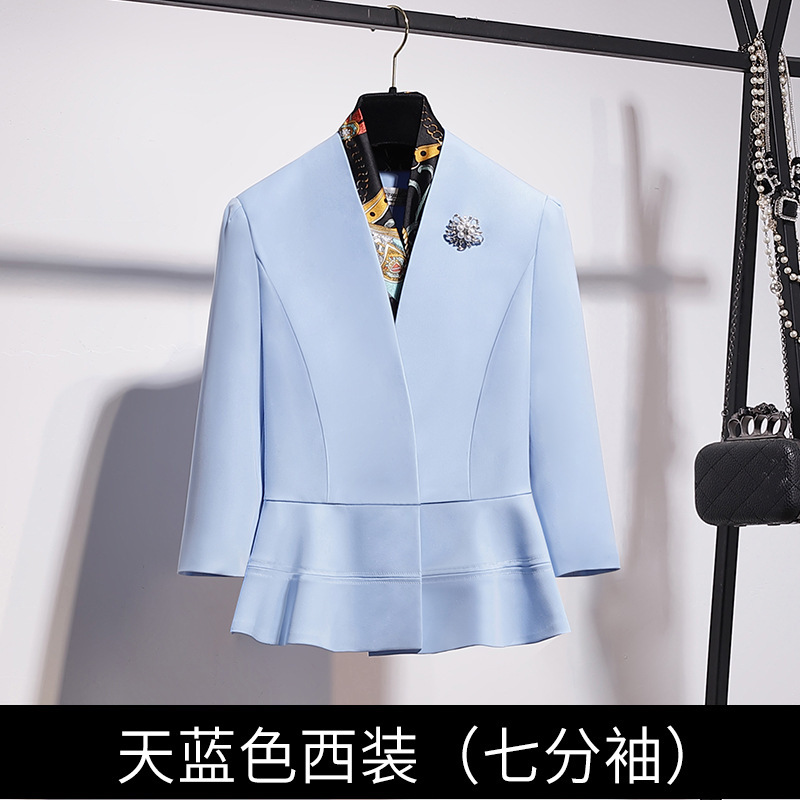职业女裙套装米白色高端西装外套女西服时尚酒店经理美容师工作服|undefined
